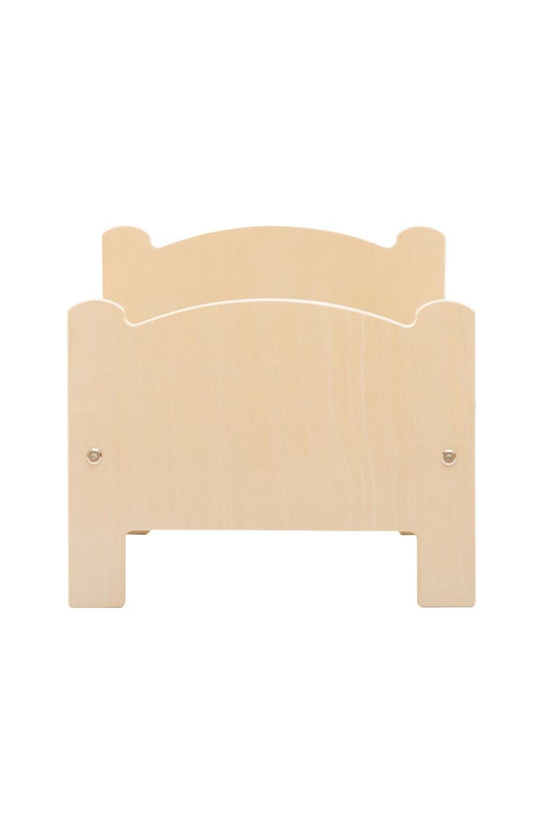 Kaplan Early Learning Company Wooden Doll Bed with Bedding, Alternate, color, Beige