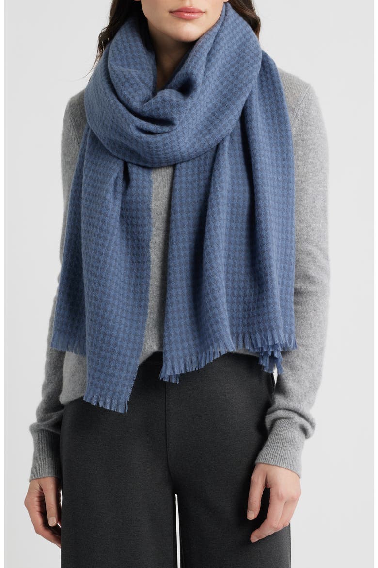Check Cashmere & Wool Scarf, Main, color, AZUL