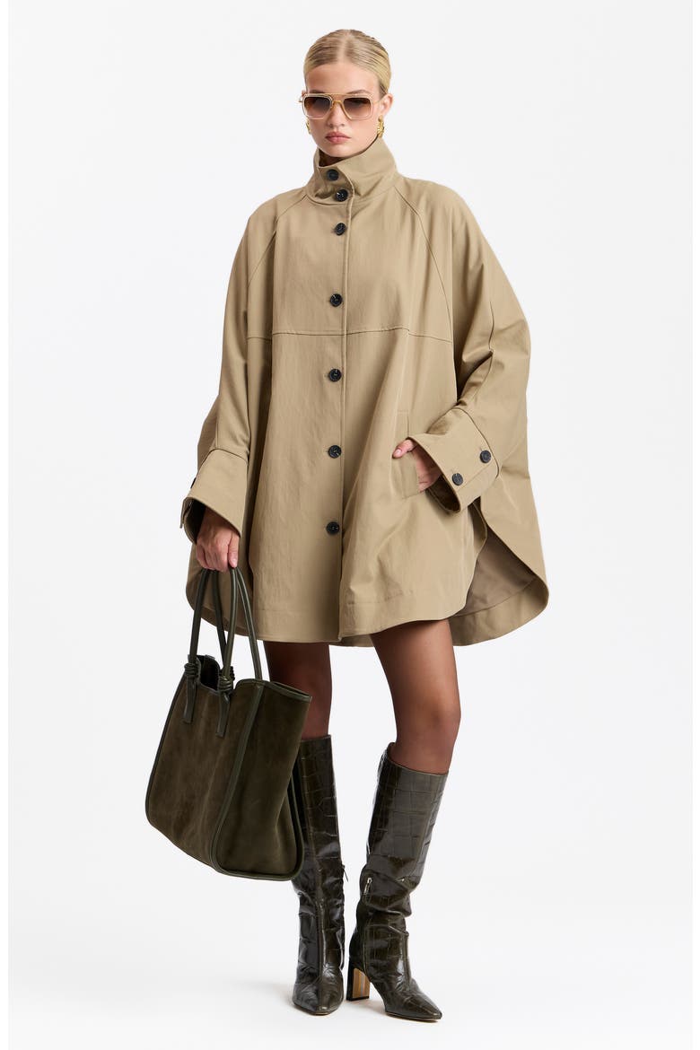 Batwing Sleeve Trench Coat, Alternate, color, CLAY