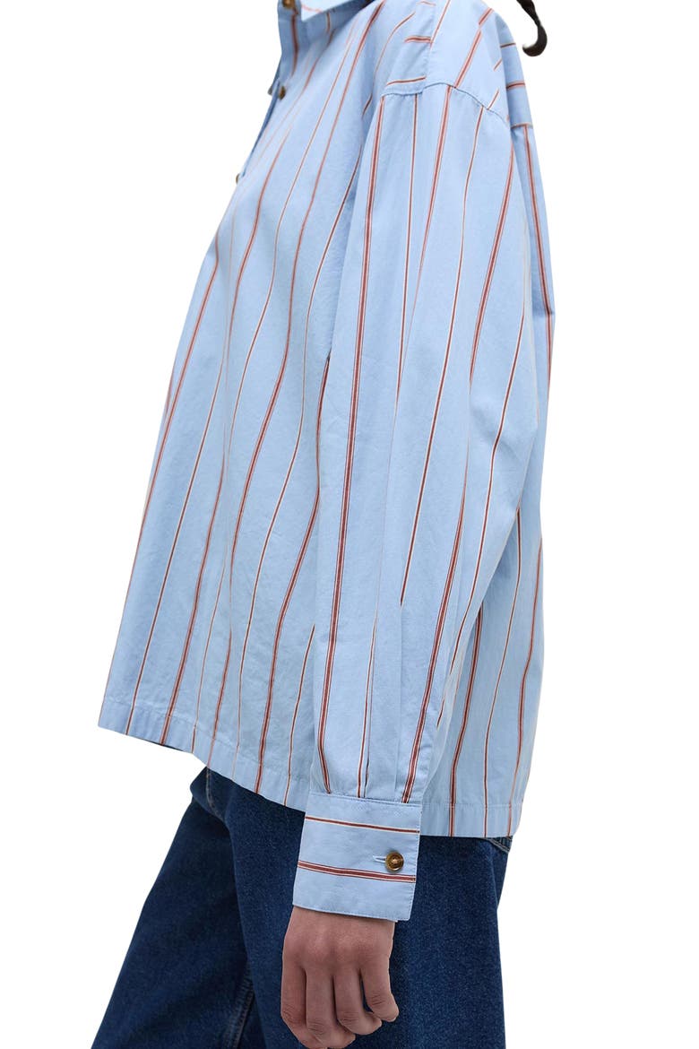 Saffron Stripe Button-Up Shirt, Alternate, color, ICE BLUE STRIPE