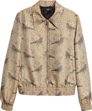 AMIRI Striped Floral Print Blouson Zip Jacket