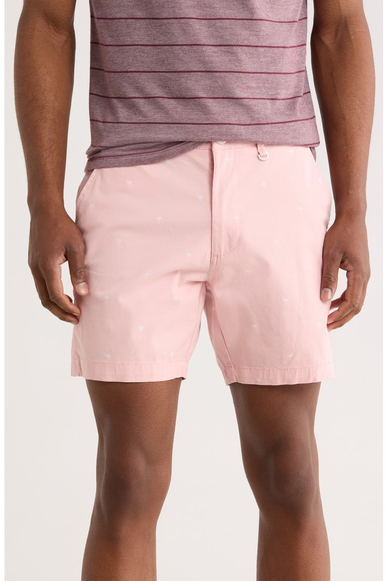 Palm Trees Stretch Cotton Shorts, Main, color, PINK