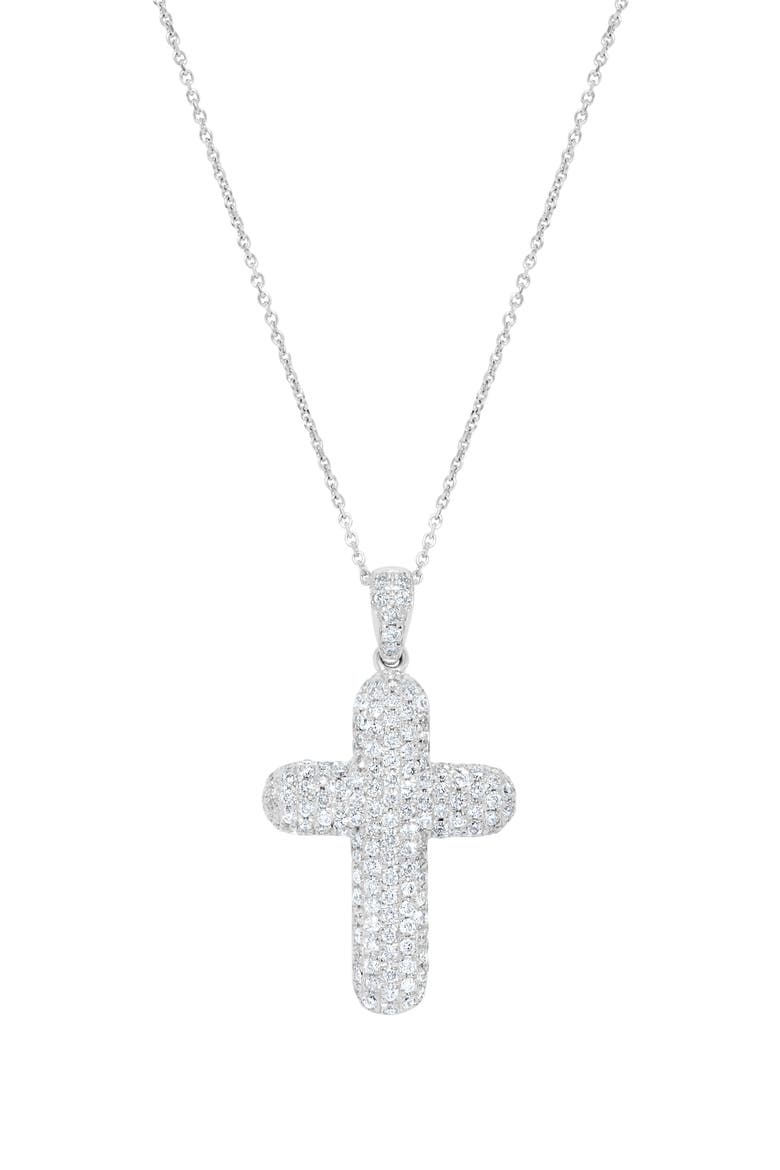 14K Gold Diamond Cross Necklace - 0.49 ctw, Main, color, WHITE GOLD