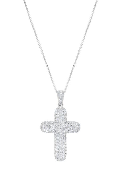 14K Gold Diamond Cross Necklace - 0.49 ctw