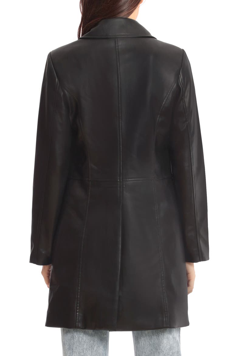 Faux Leather Car Coat, Alternate, color, BLACK