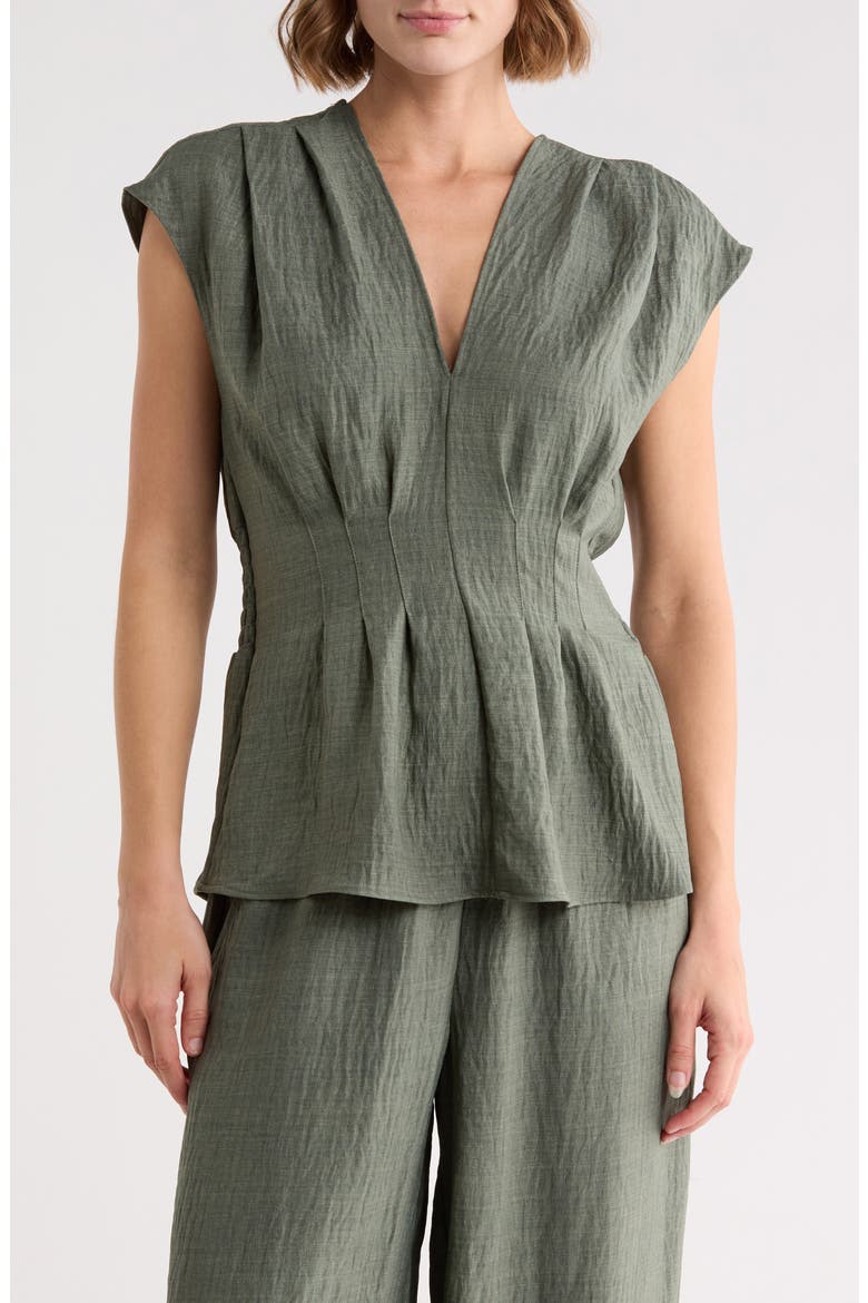 Pleat Front Top, Main, color, HEATHER MOSS