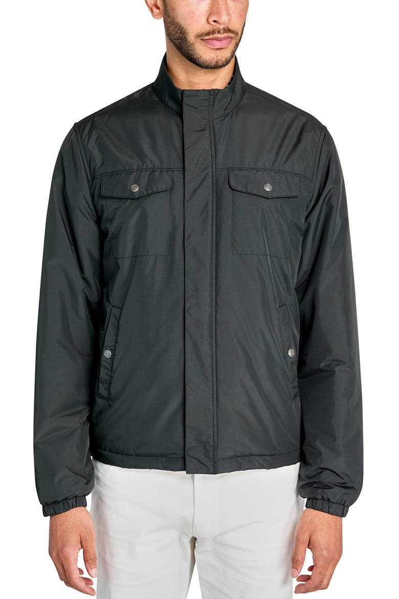 Slim Fit Solid Recycled Hybrid Field Jacket, Main, color, BLACK