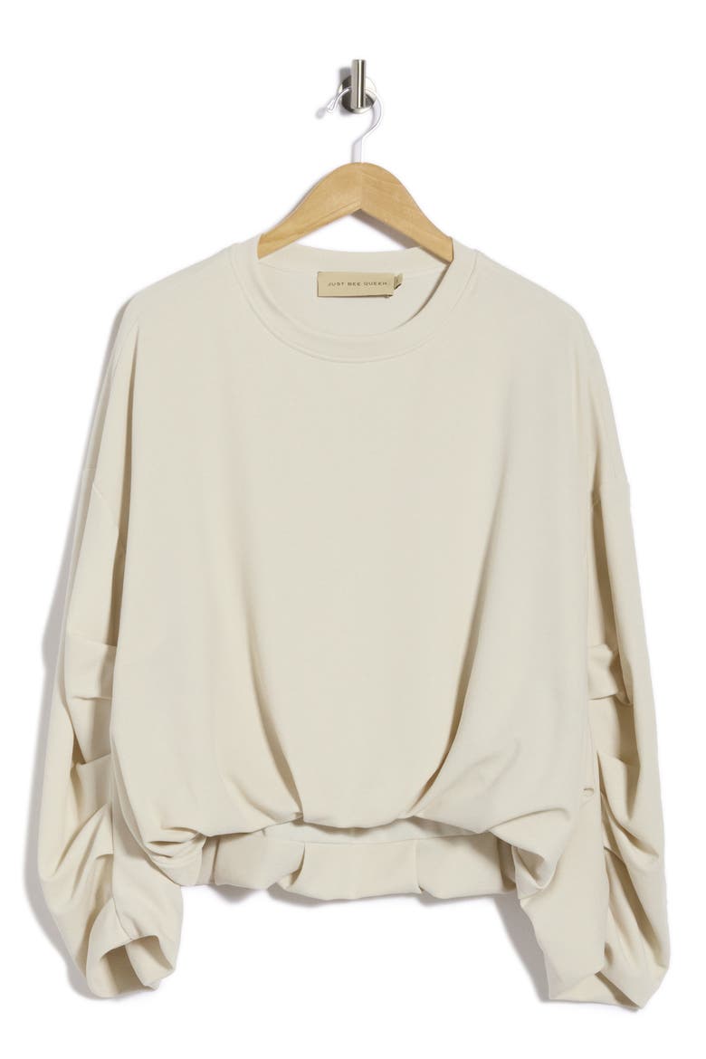 Daria Long Sleeve Bubble Top, Main, color, SAND