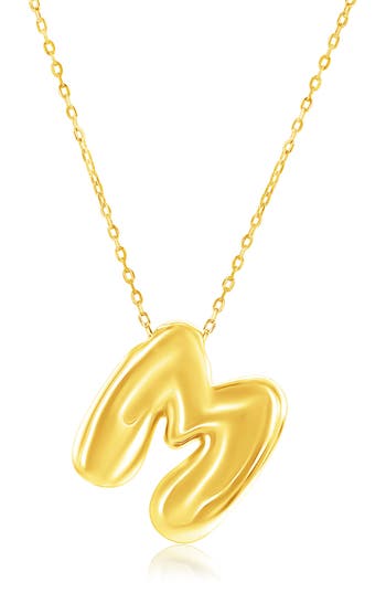 Simona Bubble Initial Pendant Necklace In Gold