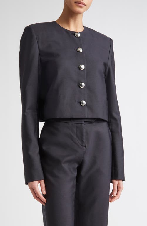 Brandon Maxwell The Ryder Boxy Silk Mikado Crop Jacket In Black
