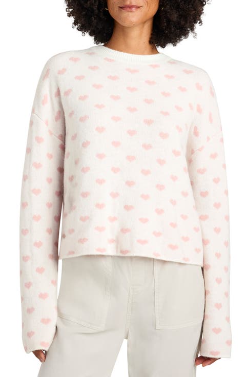 Lolly Hearts Jacquard Crewneck Sweater