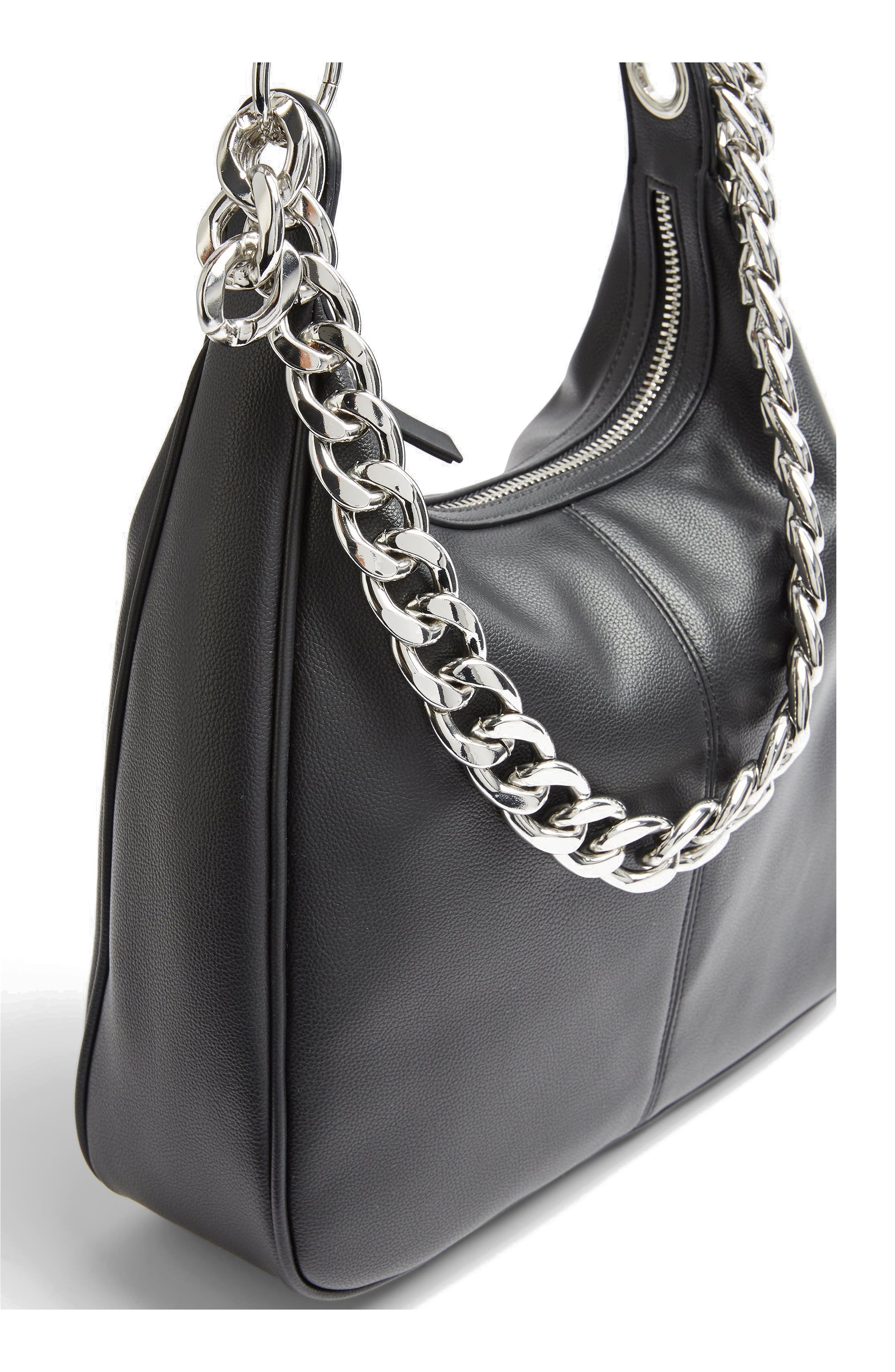 Chunk Chain Hobo Bag, Alternate, color, BLACK