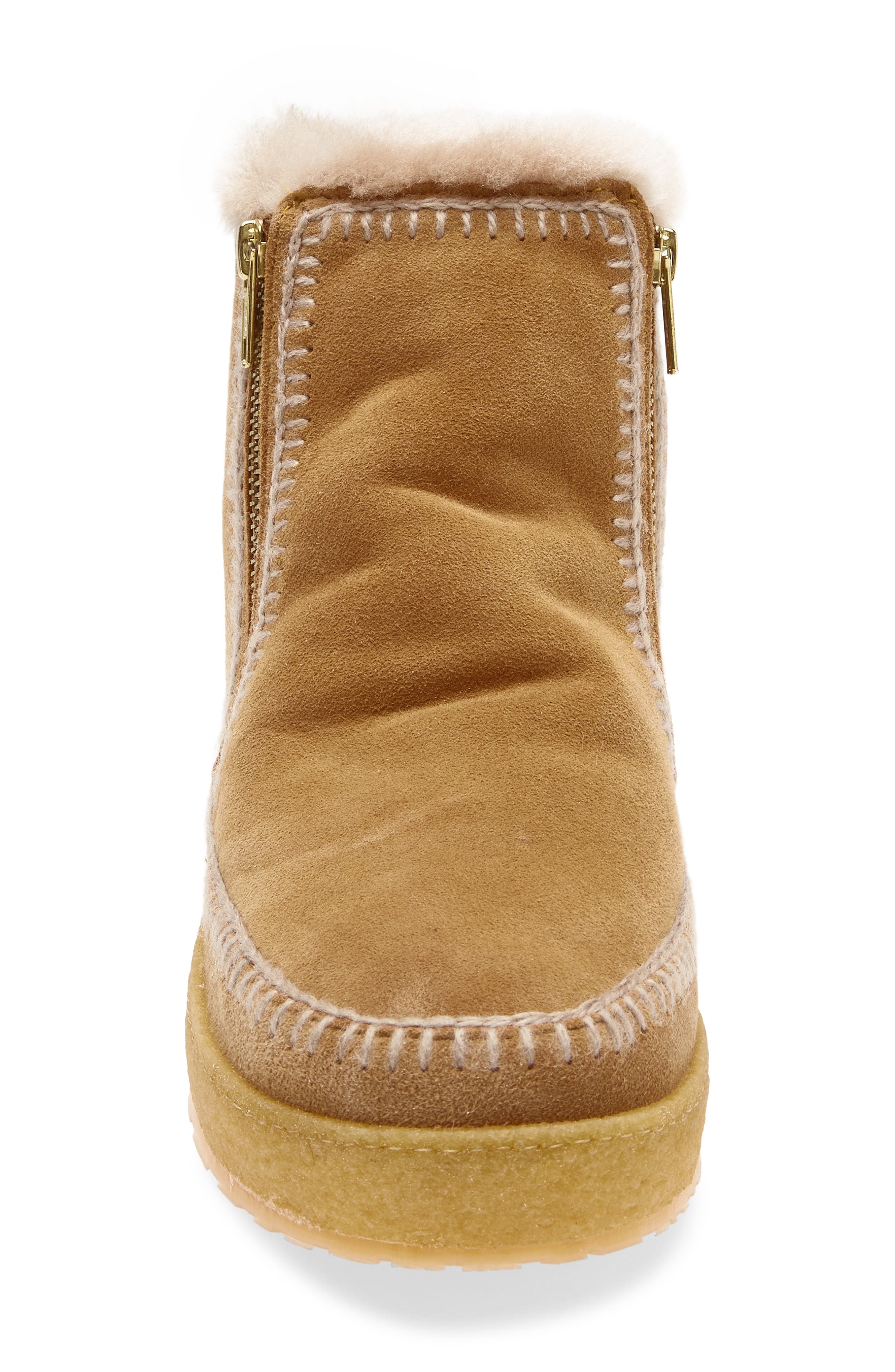 Setsu Genuine Shearling Lined Ankle Boot, Alternate, color, SAFFRON SUEDE / WHEAT