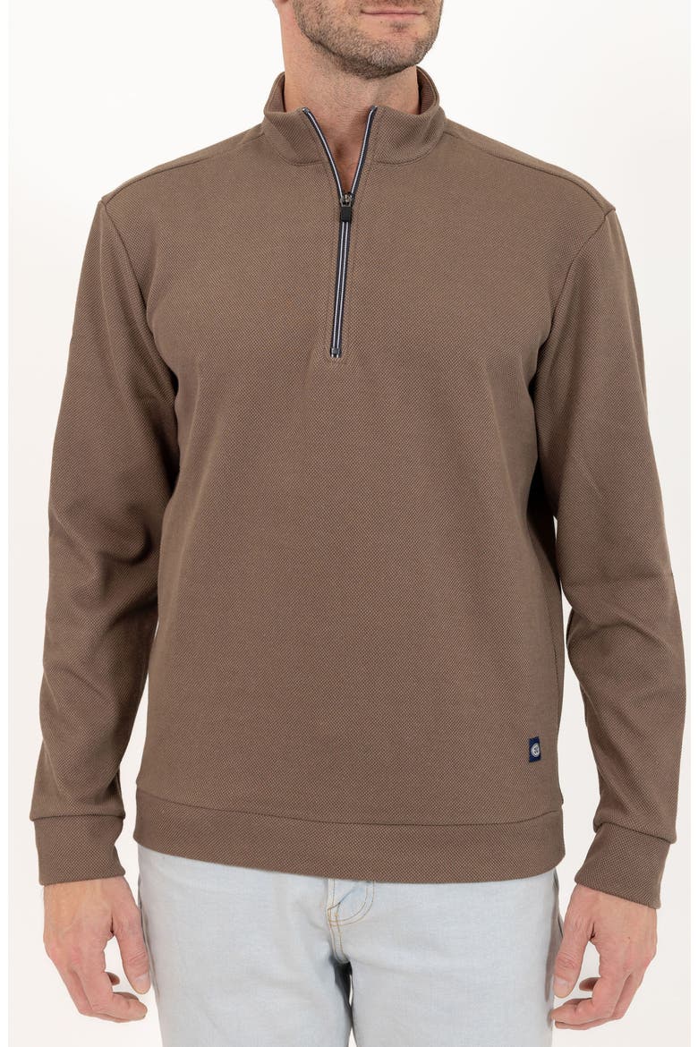 Casual Quarter Zip Pullover Sweater, Main, color, BROWN