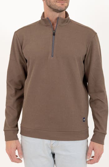 Pino By Pinoporte Casual Quarter Zip Pullover Sweater In Brown