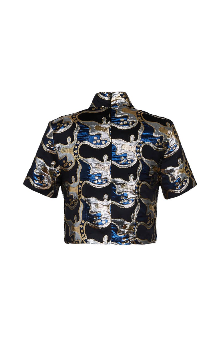 La DoubleJ Juliet Crop Top Embroidered, Alternate, color, Spritz Blu Blue