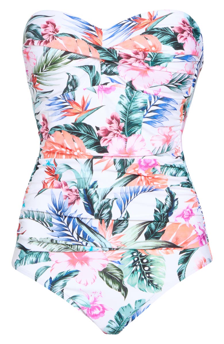 JANTZEN Flora Bandeau One Piece Swimsuit, Alternate, color, Multi
