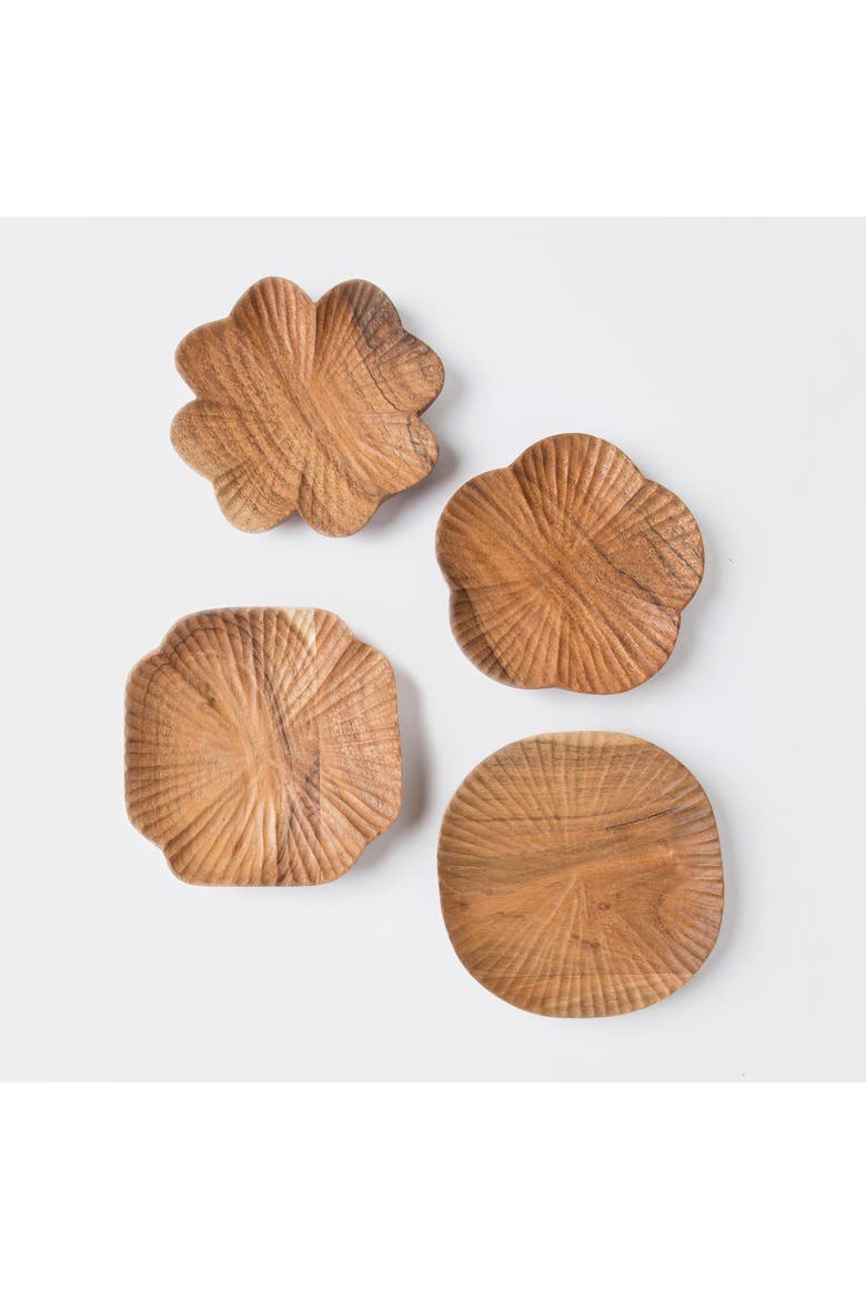 Handcarved Wooden Trinket Trays Gift Set, Alternate, color, Natural Wood