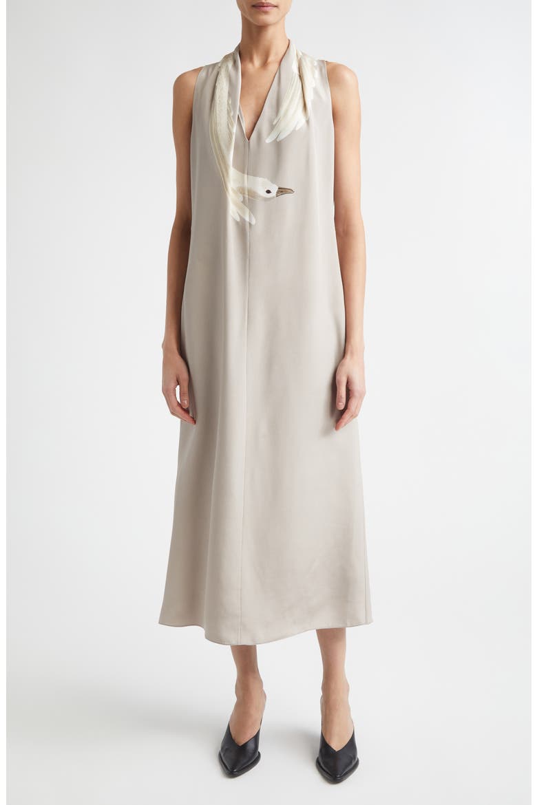 Baker Silk Shift Dress, Main, color, TAHINI GOOSE