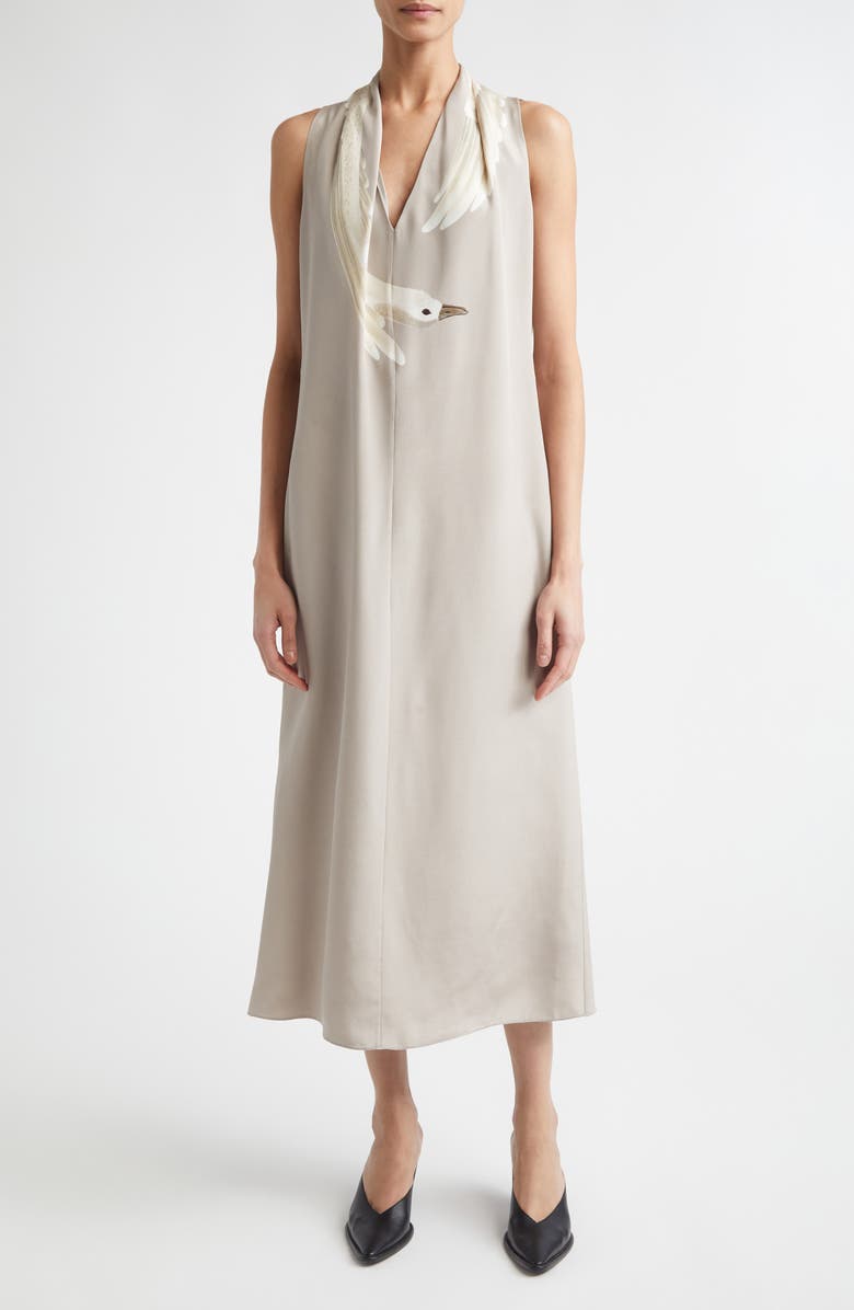 Altuzarra Baker Silk Shift Dress, Main, color, Tahini Goose