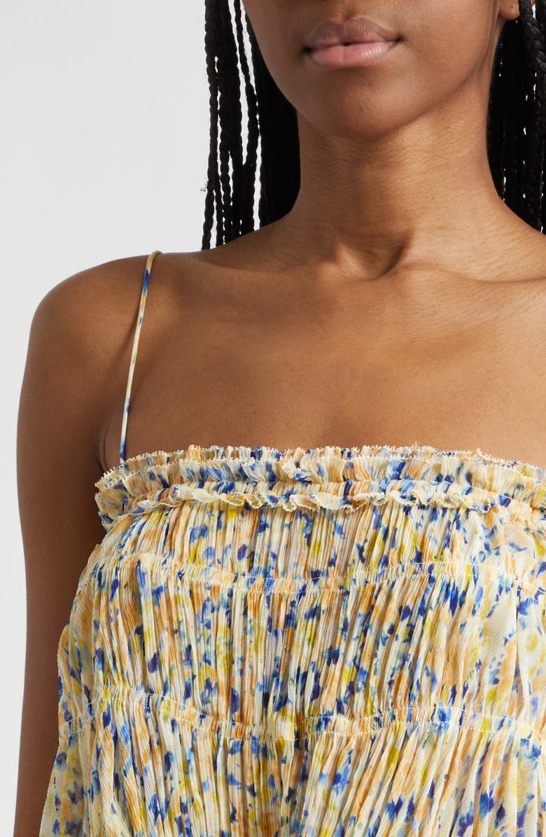 Ulla Johnson Florian Floral Silk Top, Alternate, color, Daffodil