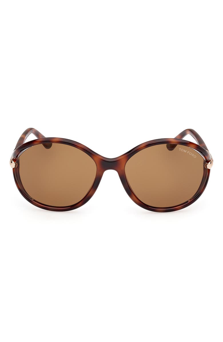 TOM FORD Melody 59mm Round Sunglasses, Main, color, Shiny Blonde Havana / Brown
