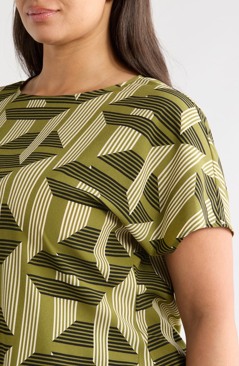 Anne Klein Printed Bateau Neck Top, Alternate, color, Bay Leaf Multi
