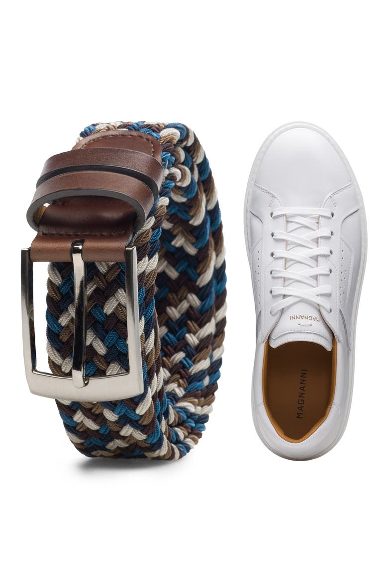 Nadal Woven Stretch Belt, Alternate, color, MID BROWN/ NAVY