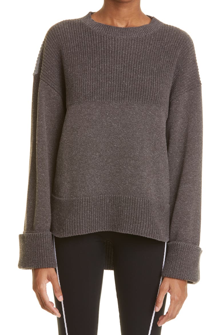 Diagonal Stripe Colorbock Sweater, Main, color, GREY DARK GREY