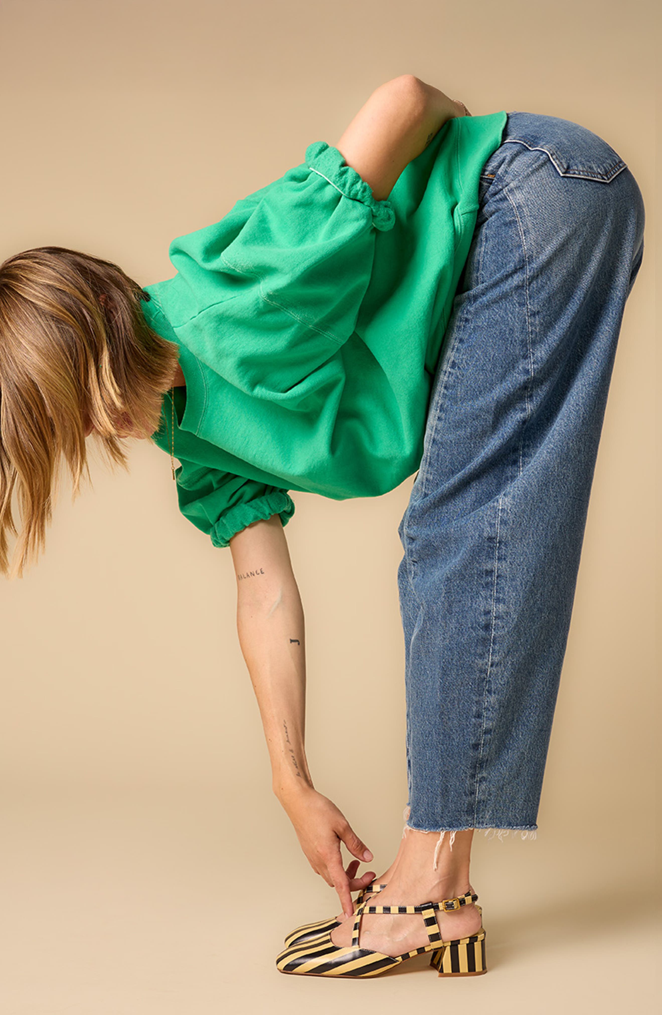 Charlotte Stone Vera Crisscross Slingback Low Block Heel Pump, Alternate, color, Black Stripe
