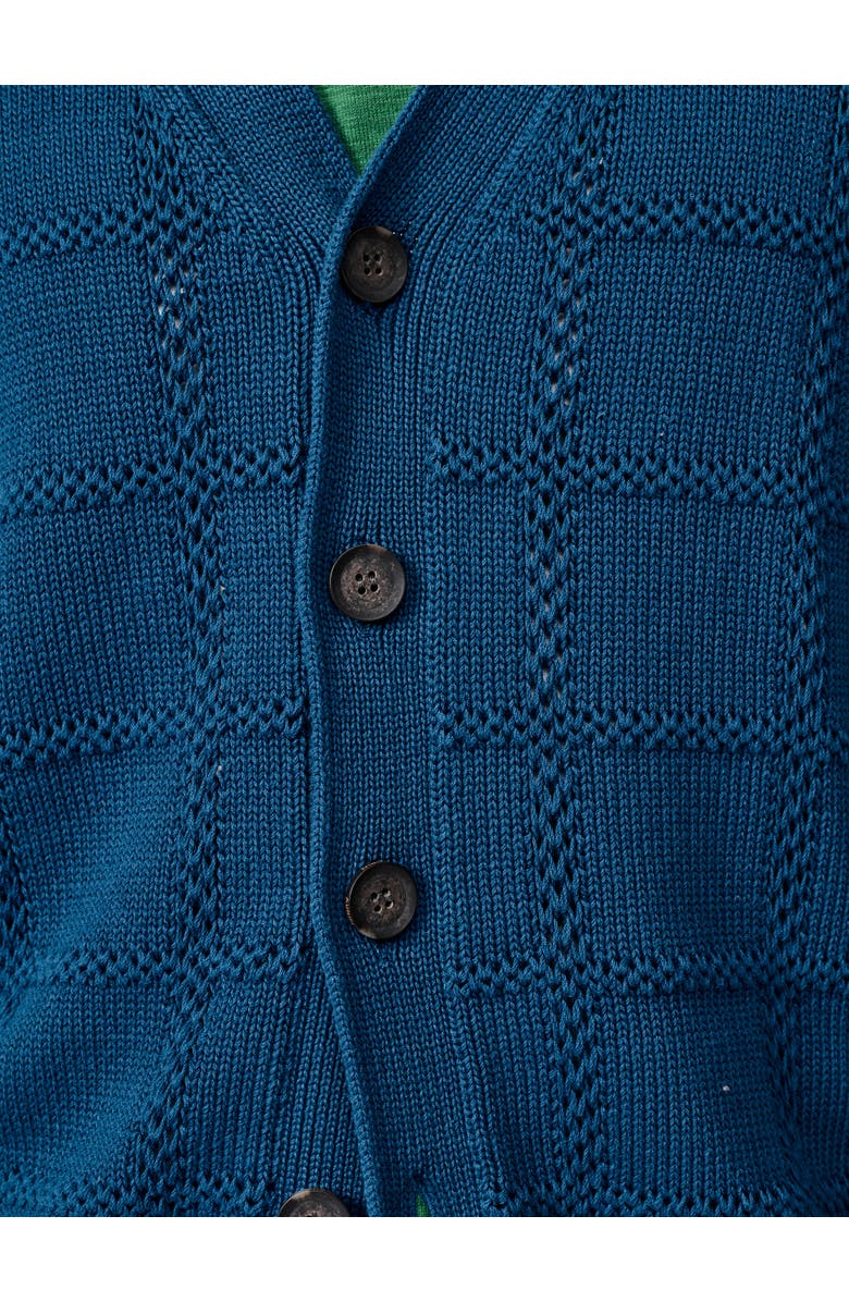 Aubin Rainham V-Neck Checked Cardigan, Alternate, color, Washed Indigo