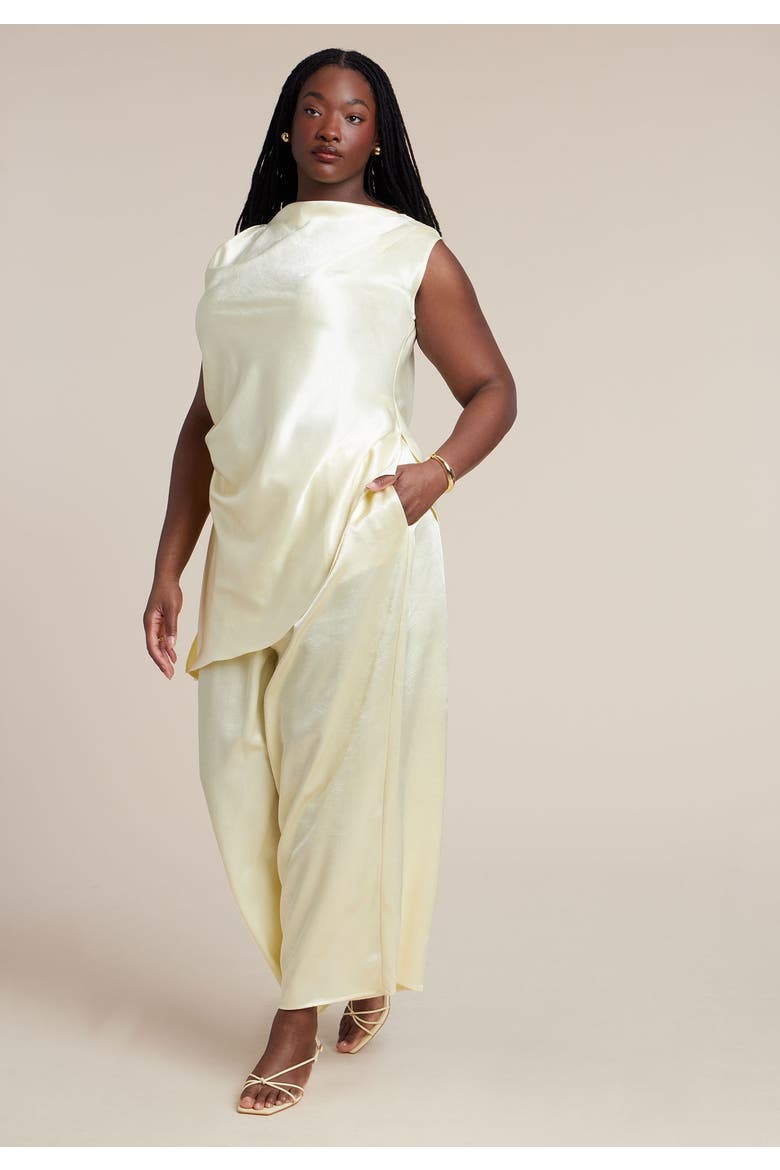 Textured Satin Wide Leg Pant, Alternate, color, GOLDEN HAZE
