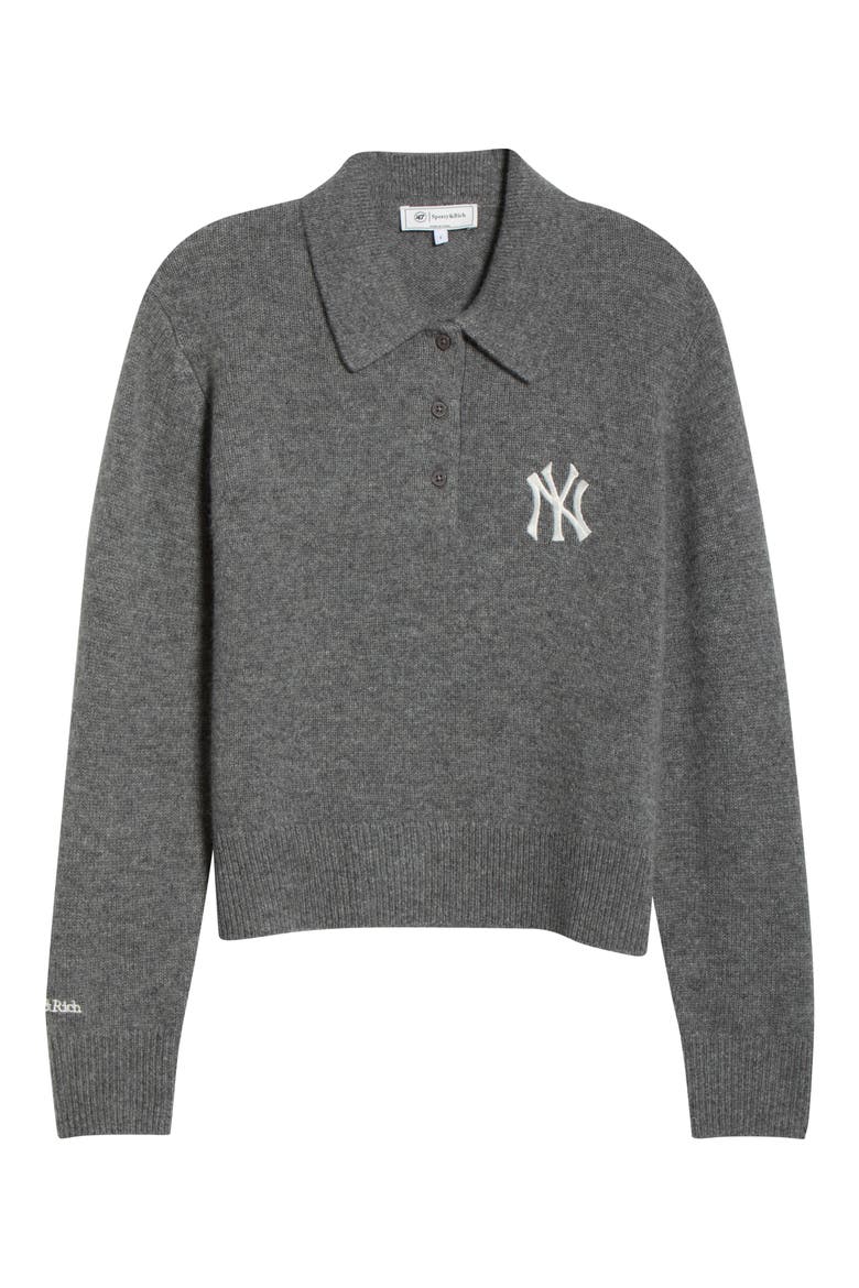Heritage Yankees Serif Cashmere & Wool Sweater, Main, color, DARK GREY