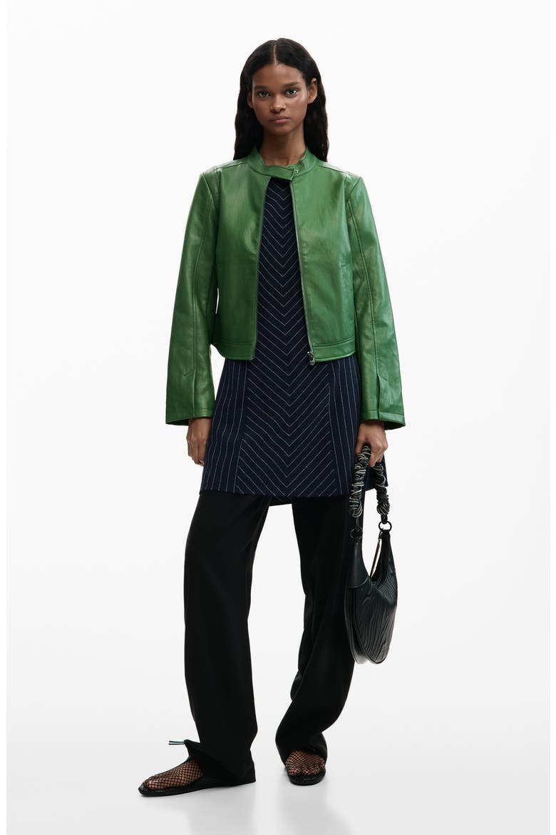 Faux Leather Jacket, Alternate, color, GREEN
