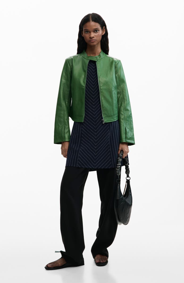 Desigual Faux Leather Jacket, Alternate, color, Green