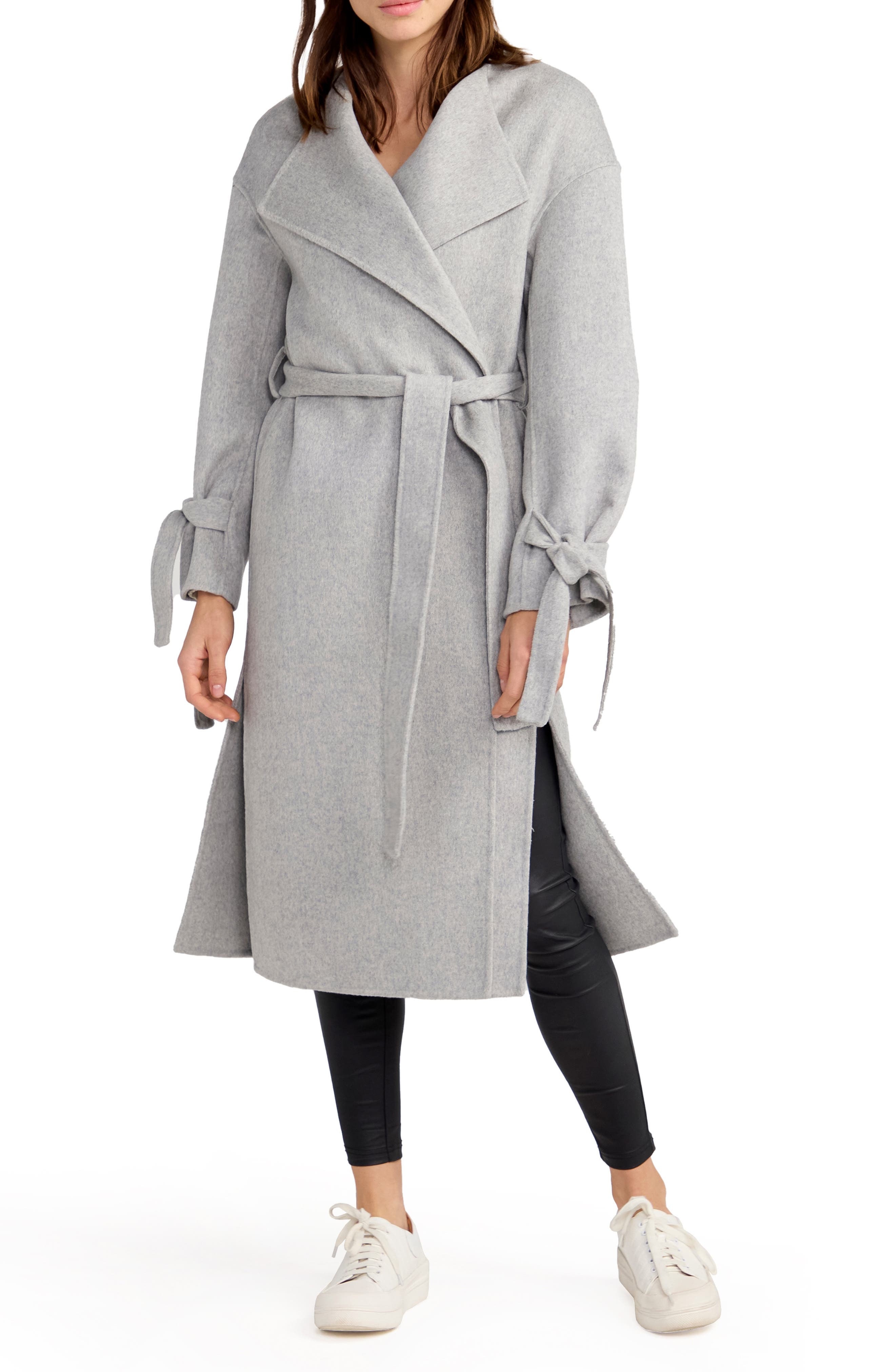 Belle & Bloom Head over Heels Collarless Belted Wool Blend Coat