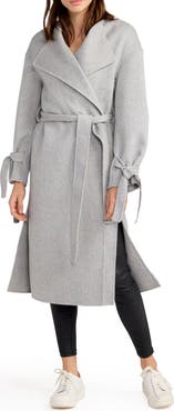 Belle & Bloom Head over Heels Collarless Belted Wool Blend Coat
