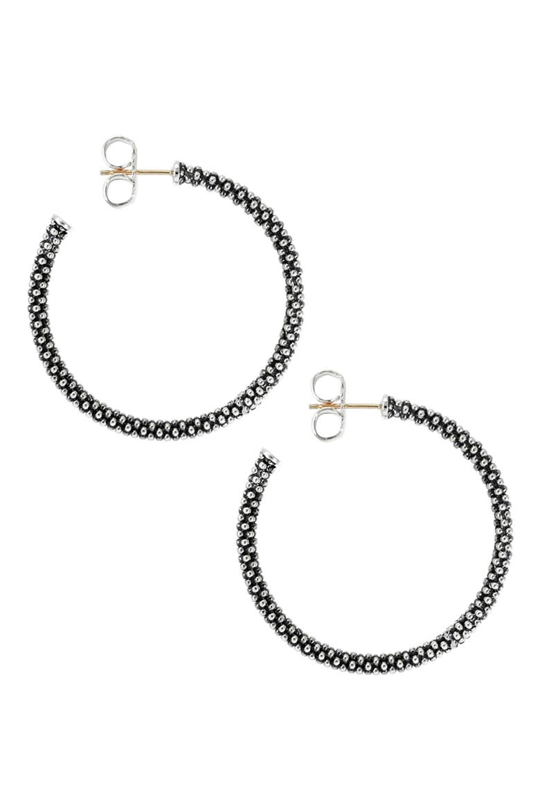 Medium Caviar Hoop Earrings, Alternate, color, STERLING SILVER