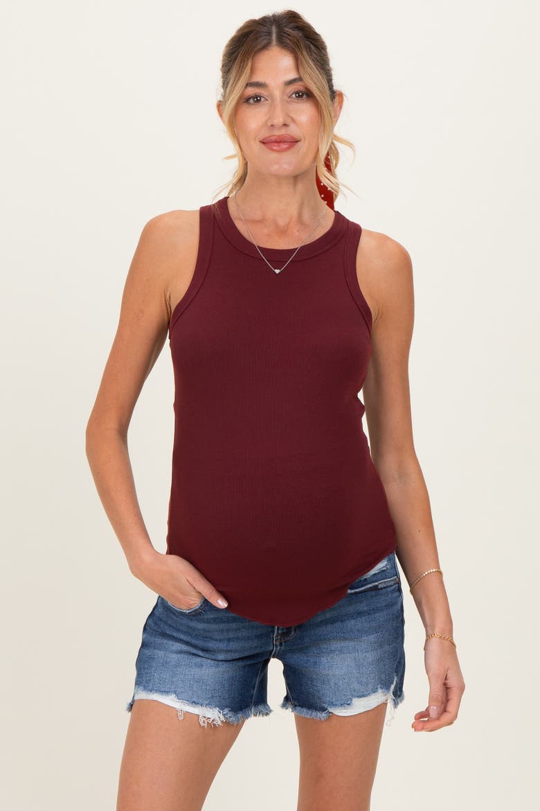 Distressed Fringe Hem Maternity Shorts, Main, color, Navy Blue