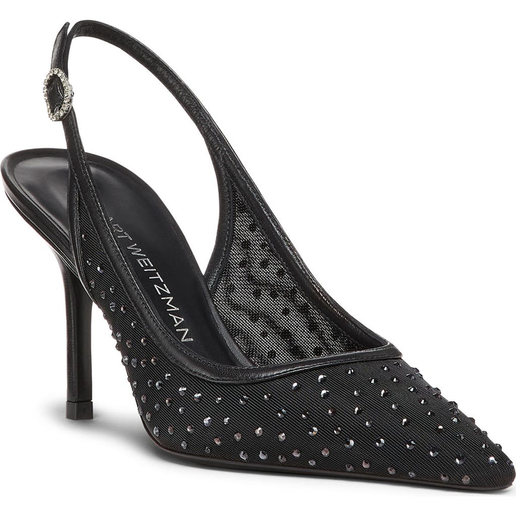 Stuart Weitzman Emilia Mesh 85 Slingback Pump In Black