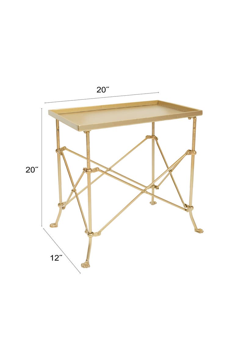Storied Home Vintage Rectangular Metal End Table with Claw Feet, Gold, Alternate, color, Gold