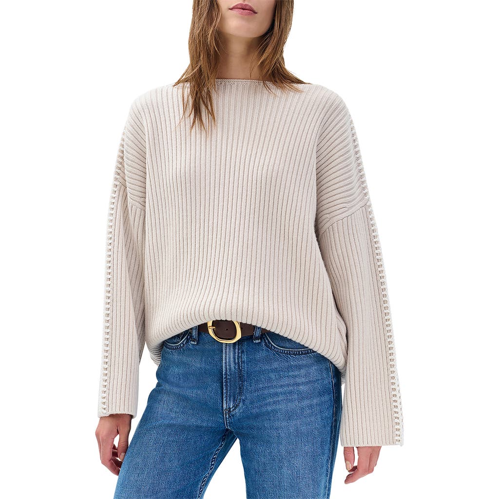Rag & Bone Ingrid Boatneck Wool Rib Sweater In Gray