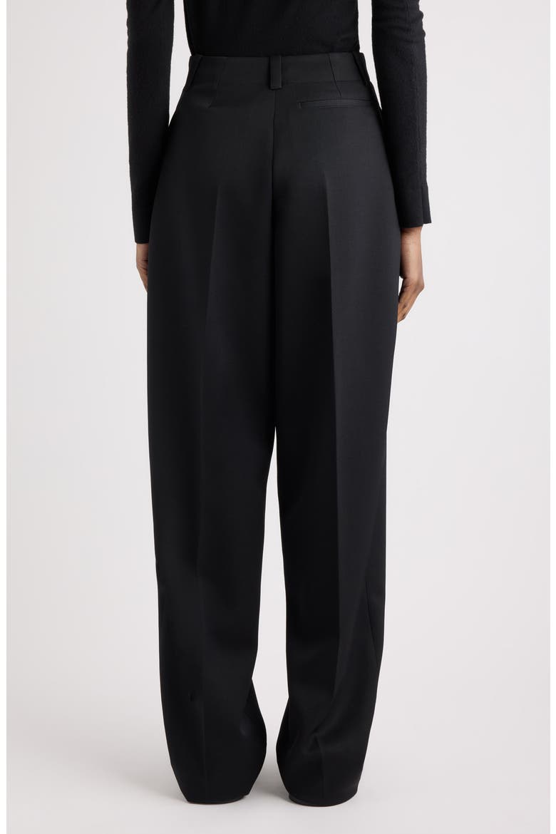 Pinched Pleat Wide Leg Wool Pants, Alternate, color, BLACK