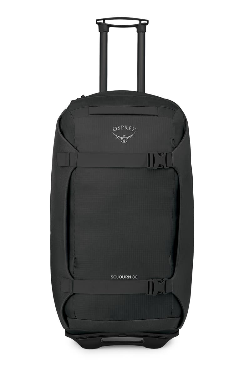Sojourn 28-Inch 80-Liter Wheeled Recycled Nylon Travel Pack, Main, color, BLACK