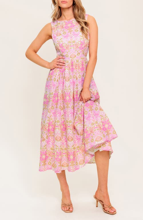 Flying Tomato High Neck Fit & Flare Midi Dress In Pink