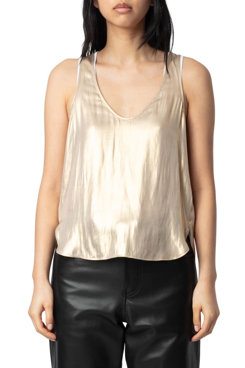 Tarys Satin Tank, Main, color, GOLD