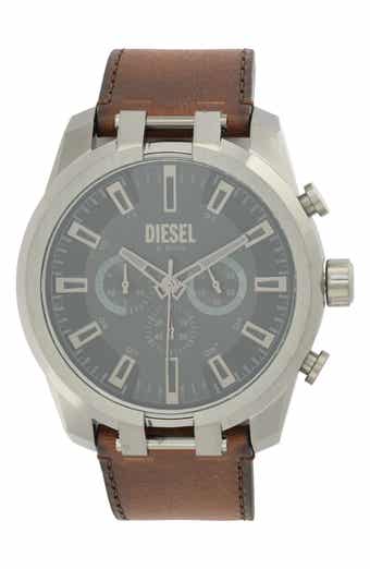 Split Chronograph Leather Strap Watch, 51mm