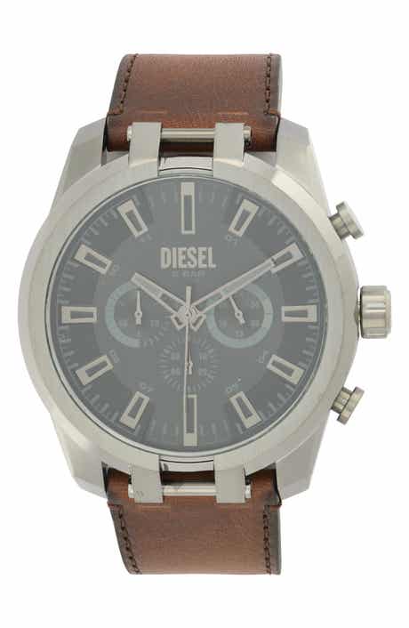 Split Chronograph Leather Strap Watch, 51mm