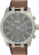 DIESEL® Split Chronograph Leather Strap Watch, 51mm