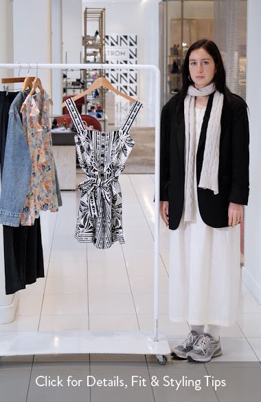 FARM Rio Monochrome Elegance Scarf Print Belted Linen Blend Romper ...